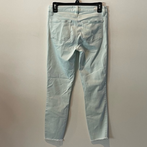 Paige Verdugo Crop Skinny Straight Leg Mid-rise Mint Green or Blue Jeans; 27 - Picture 4 of 9